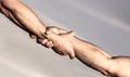 Helping hands concept, support. Close up help arm. Helping hand concept and international day of peace, support. Two Royalty Free Stock Photo