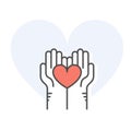 Helping hands holding heart - charity, donation and volunteer help Royalty Free Stock Photo