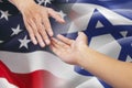 Helping hands with israel and american flags