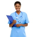 Helping people makes me happy. Studio shot of a confident young doctor posing against a white background. Royalty Free Stock Photo