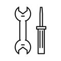 Helping tools line icon, concept sign, outline vector illustration, linear symbol. Royalty Free Stock Photo