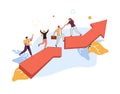 Helping young talent with career boost and professional development tiny person concept. Friendly support and help.