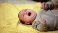 Helpless newborn crying, infant constipation problem, baby healthcare, colic Royalty Free Stock Photo