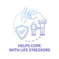 Helps cope with life stressors blue gradient concept icon