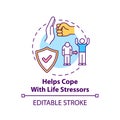 Helps cope with life stressors concept icon