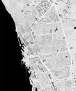 Helsingborg map, Sweden. Grayscale city map, vector streetmap