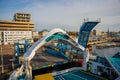 HELSINGBORG, SWEDEN: An image of a passenger ferry commuting between Helsinborg in Sweden and Helsingor in Denmark