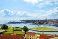 Helsingor, Denmark. 26 July. 2019 Beautiful top view of the beautiful architecture of the city of Helsingor. Denmark Royalty Free Stock Photo