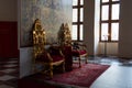 Helsingor. Denmark. 26 July. 2019. Throne of the King and Queen of Kronborg Castle. Denmark Landmarks Architecture Royalty Free Stock Photo