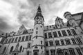 Helsingor. Denmark. 26 July. Tower of Kronborg Castle. View from the yard. Black and white photo. Denmark Landmarks Architecture Royalty Free Stock Photo