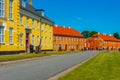 Helsingor, Denmark, June 23, 2022: Colorful houses at the Krongb