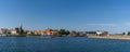 Panorama cityscape of the harbor and old town of Helsingor in northern Denmark