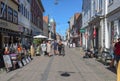 People walking on the central street of Helsingor on Denmark Royalty Free Stock Photo