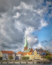 Helsingor Harbour Cityscape with Cloudscape Royalty Free Stock Photo