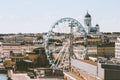 Helsinki city aerial view touristic central popular landmarks cityscape