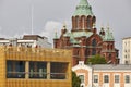 Helsinki center skyline. Orthodox church of Uspensky. Finland he