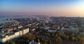 Helsinki city, misty, peak foliage evening