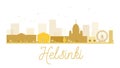 Helsinki City skyline golden silhouette.