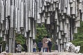 Helsinki city tourism highlight. Sibelius monument. Metallic pip Royalty Free Stock Photo