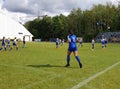 Helsinki Cup junior football tournament - two female teams playing a match