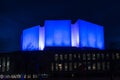 The Finlandia Hall illuminated at night