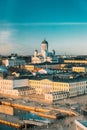 Helsinki, Finland. Aerial View Street With Presidential Palace And Helsinki Cathedral In Winter Day Royalty Free Stock Photo