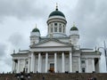 Helsinki, Finland. August 19, 2017: Helsinki Cathedral, Gray clouds over the cathedral. Tourist attraction