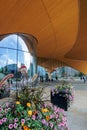 Helsinki Central Library Oodi with wooden circular roof and glass windows. Living meeting place with range of services Royalty Free Stock Photo