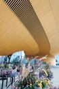 Helsinki Central Library Oodi with wooden circular roof and glass windows. Living meeting place with range of services Royalty Free Stock Photo