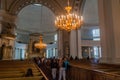 HELSINKI, FINLAND - AUGUST 25, 2016: Interior of Finnish Evangelical Lutheran cathedral in Helsink