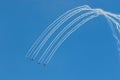 Helsinki, Finland - August 6 2021: KAIVARI-21 AIRSHOW, Finnish air force Midnight Hawks performing side by side loop manoeuvre