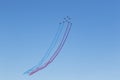 Helsinki, Finland - August 6 2021: KAIVARI-21 AIRSHOW, French airforce team Patrouille De France performing formation flying Royalty Free Stock Photo