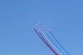 Helsinki, Finland - August 6 2021: KAIVARI-21 AIRSHOW, French airforce team Patrouille De France performing formation flying Royalty Free Stock Photo