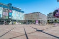 The Narinkka square. In the background are the Kamppi Center and the Sokos Hotel Presidentti