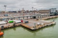 HELSINKI, FINLAND - AUGUST 24, 2016: Passenger boarding bridge at the Lansisatama West Terminal of a harbor in Helsink