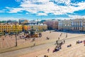 HELSINKI, FINLAND, AUGUST 17, 2016: View of the senate square in front of the Helsinki cathedral, Finland....IMAGE