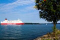 HELSINKI, FINLAND-AUGUST 18: Viking Line ferry sails from the port of Helsinki, Finland August 18 2013.Paromy Viking Line of regu Royalty Free Stock Photo