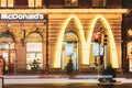 Helsinki, Finland. Big Logo Of Mcdonalds Restaurant Cafe In Old Building In Mannerheim Avenue Street. Royalty Free Stock Photo