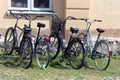 Helsinki, Finland. Bikes on the parking near house