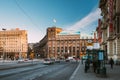 Helsinki, Finland. Buildings At Intersection Of Kaivokatu And Kaisaniemenkatu Streets In Winter Day Royalty Free Stock Photo