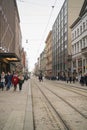 Helsinki, Finland - Circa march 2018: tram in Helsinki, public transport