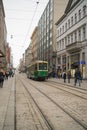 Helsinki, Finland - Circa march 2018: tram in Helsinki, public transport