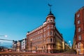 Helsinki, Finland. Crossroad Of Pohjoisranta And Kirkkokatu Stre Royalty Free Stock Photo