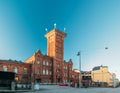 Helsinki, Finland. Erottaja fire station, Rescue Station In Korkeavuorenkatu Street In Sunny Day. Kaartinkaupunki Royalty Free Stock Photo