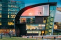 Helsinki, Finland. Evening Night View Of Kiasma Contemporary Art Museum