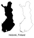 Helsinki Finland. Detailed Country Map with Location Pin on Capital City.