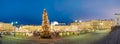 Helsinki, Finland. Evening Panorama Panoramic View Of Christmas Tree On Senate Square In Evening Night Christmas Xmas Royalty Free Stock Photo