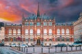 Helsinki, Finland. Finnish Design Museum Or Designmuseo Building. Designmuseum. Amazing Color Effect Of Clouds. Natural Royalty Free Stock Photo