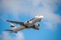 An Airbus A319, operated by Finnair, taking off from Helsinki-Vantaa airport. Royalty Free Stock Photo