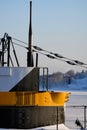 A conning tower of submarine in winter scene